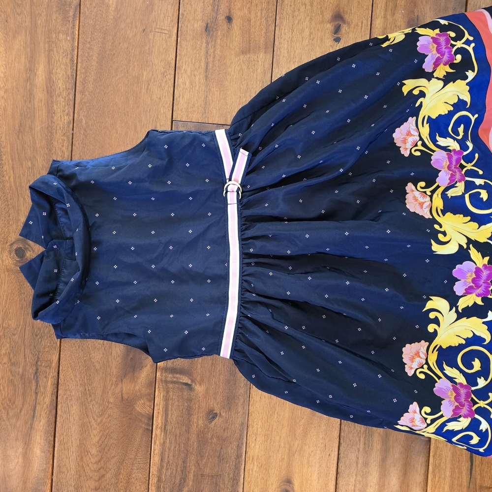 Navy Floral Sleeveless Dress